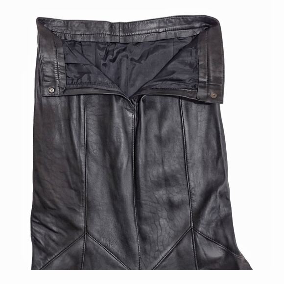 VINTAGE Leather Black Trumpet Skirt Size 6/8 Fishtail Pencil Gothic Retro Rocker - Picture 8 of 8